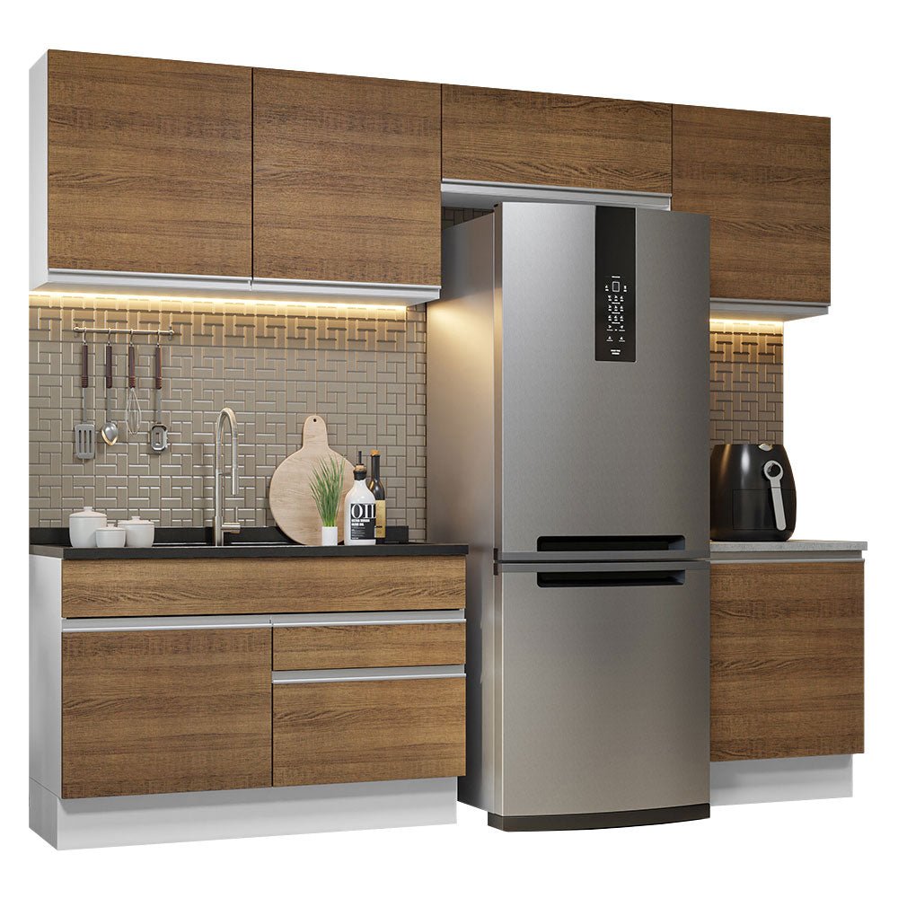 Cocina Integral Glamy Marron 260x225cm sin Mesón y sin Estufa - COCINAS | Bylmo