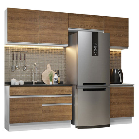 Cocina Integral Glamy Marron 260x225cm sin Mesón y sin Estufa - COCINAS | Bylmo