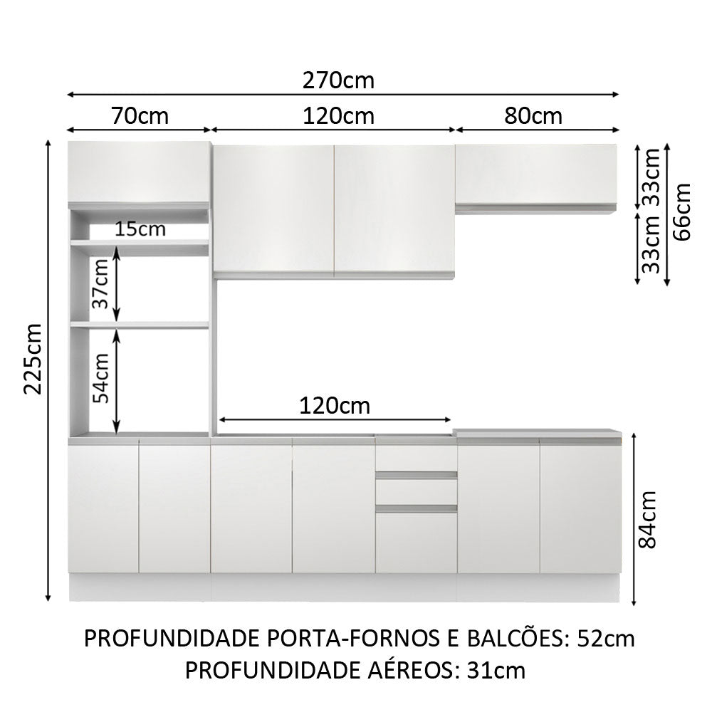 Cocina Integral Viena Blanco 270x225cm sin Mesón y sin Estufa - COCINAS | Bylmo