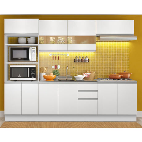 Cocina Integral Atenas Blanco 270x225cm sin Mesón y sin Estufa - COCINAS | Bylmo