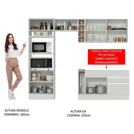 Cocina Integral Jade Blanco 270x225cm sin Mesón con Dos Cajones y sin Estufa - COCINAS | Bylmo