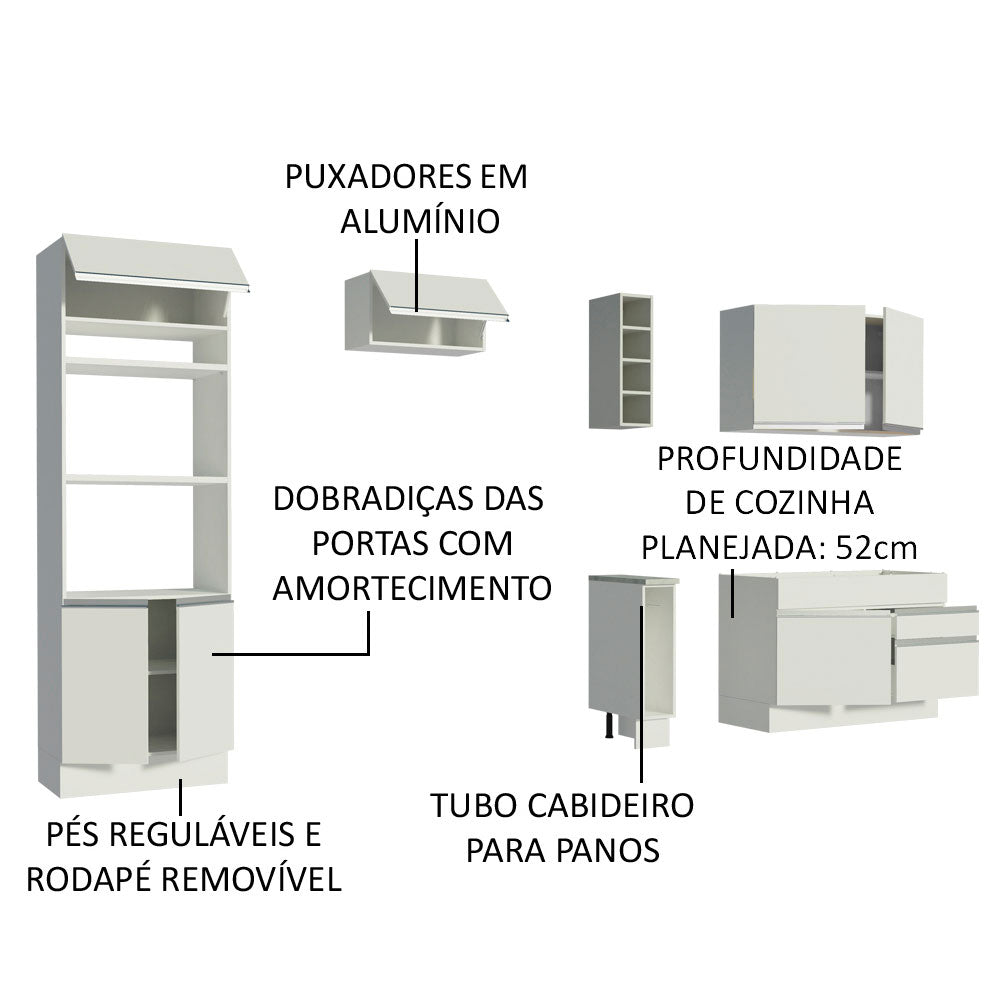 Cocina Integral Jade Blanco 270x225cm sin Mesón con Dos Cajones y sin Estufa - COCINAS | Bylmo