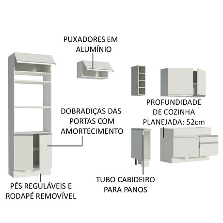 Cocina Integral Jade Blanco 270x225cm sin Mesón con Dos Cajones y sin Estufa - COCINAS | Bylmo