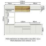 Cocina Integral Glamy Blanco 270x225cm sin Mesón con Dos Cajones y sin Estufa - COCINAS | Bylmo