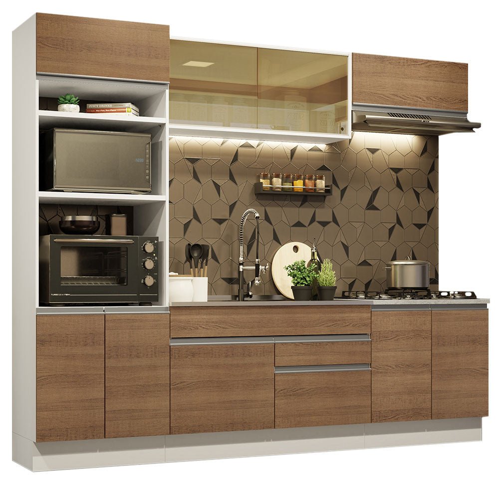 Cocina Integral Glamy Marron 270x225cm sin Mesón con Dos Cajones y sin Estufa - COCINAS | Bylmo