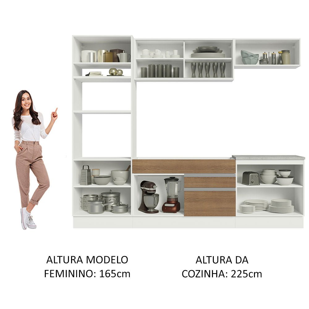 Cocina Integral Glamy Marron 270x225cm sin Mesón con Dos Cajones y sin Estufa - COCINAS | Bylmo