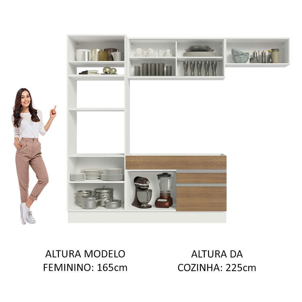 Cocina Integral Glamy Marron 270x225cm sin Mesón con Siete Puertas y sin Estufa - COCINAS | Bylmo