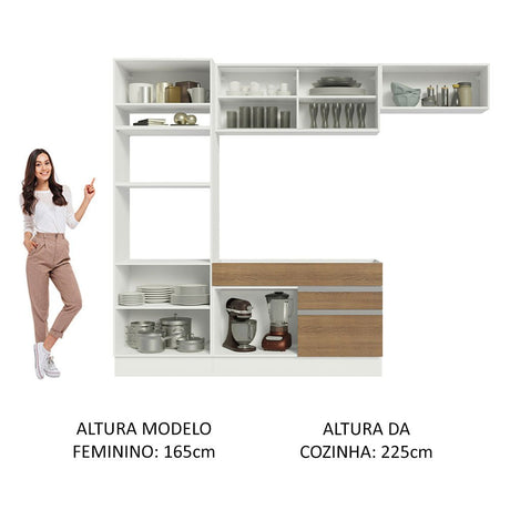 Cocina Integral Glamy Marron 270x225cm sin Mesón con Siete Puertas y sin Estufa - COCINAS | Bylmo