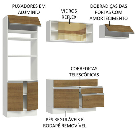 Cocina Integral Glamy Marron 270x225cm sin Mesón con Siete Puertas y sin Estufa - COCINAS | Bylmo