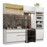 Cocina Integral Glamy Blanco 270x225cm sin Mesón con Doce Entrepaños y sin Estufa - COCINAS | Bylmo