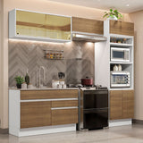 Cocina Integral Glamy Marron 270x225cm sin Mesón con Doce Entrepaños y sin Estufa - COCINAS | Bylmo