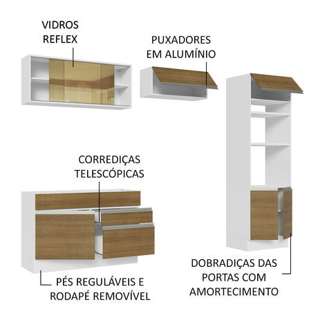 Cocina Integral Glamy Marron 270x225cm sin Mesón con Doce Entrepaños y sin Estufa - COCINAS | Bylmo