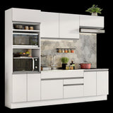 Cocina Integral Glamy Blanco 270x225cm sin Mesón con Nueve Puertas y sin Estufa - COCINAS | Bylmo