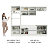 Cocina Integral Glamy Blanco 270x225cm sin Mesón con Nueve Puertas y sin Estufa - COCINAS | Bylmo