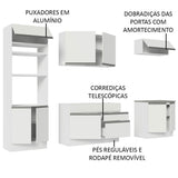 Cocina Integral Glamy Blanco 270x225cm sin Mesón con Nueve Puertas y sin Estufa - COCINAS | Bylmo