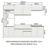 Cocina Integral Glamy Blanco 270x225cm sin Mesón con Nueve Puertas y sin Estufa - COCINAS | Bylmo