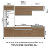 Cocina Integral Glamy Marron 270x225cm sin Mesón con Nueve Puertas y sin Estufa - COCINAS | Bylmo