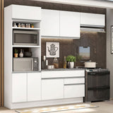 Cocina Integral Glamy Blanco 270x225cm sin Mesón con Dos Cajones Siete Puertas y sin Estufa - COCINAS | Bylmo