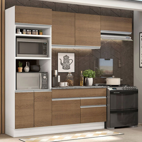 Cocina Integral Glamy Marron 270x225cm sin Mesón con Dos Cajones y Siete Puertas y sin Estufa - COCINAS | Bylmo