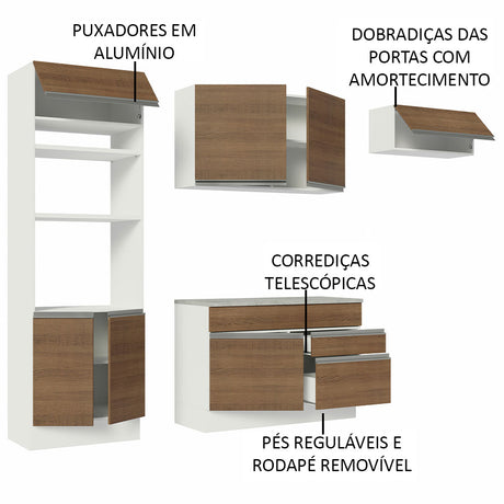 Cocina Integral Glamy Marron 270x225cm sin Mesón con Dos Cajones y Siete Puertas y sin Estufa - COCINAS | Bylmo