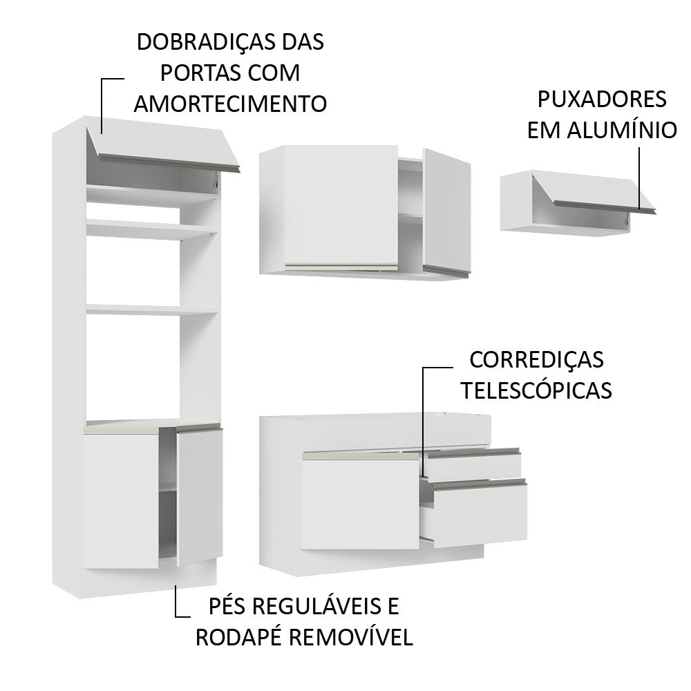 Cocina Integral Glamy Blanco 270x225cm sin Mesón y sin Estufa - COCINAS | Bylmo