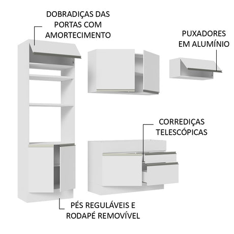 Cocina Integral Glamy Blanco 270x225cm sin Mesón y sin Estufa - COCINAS | Bylmo