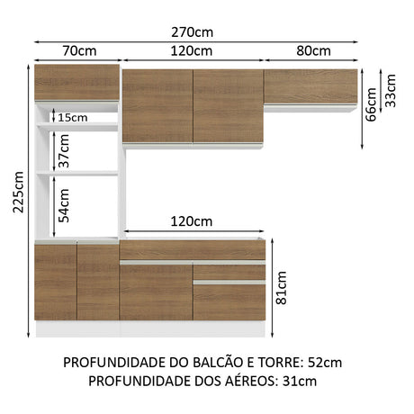 Cocina Integral Glamy Marron 270x225cm sin Mesón y sin Estufa - COCINAS | Bylmo