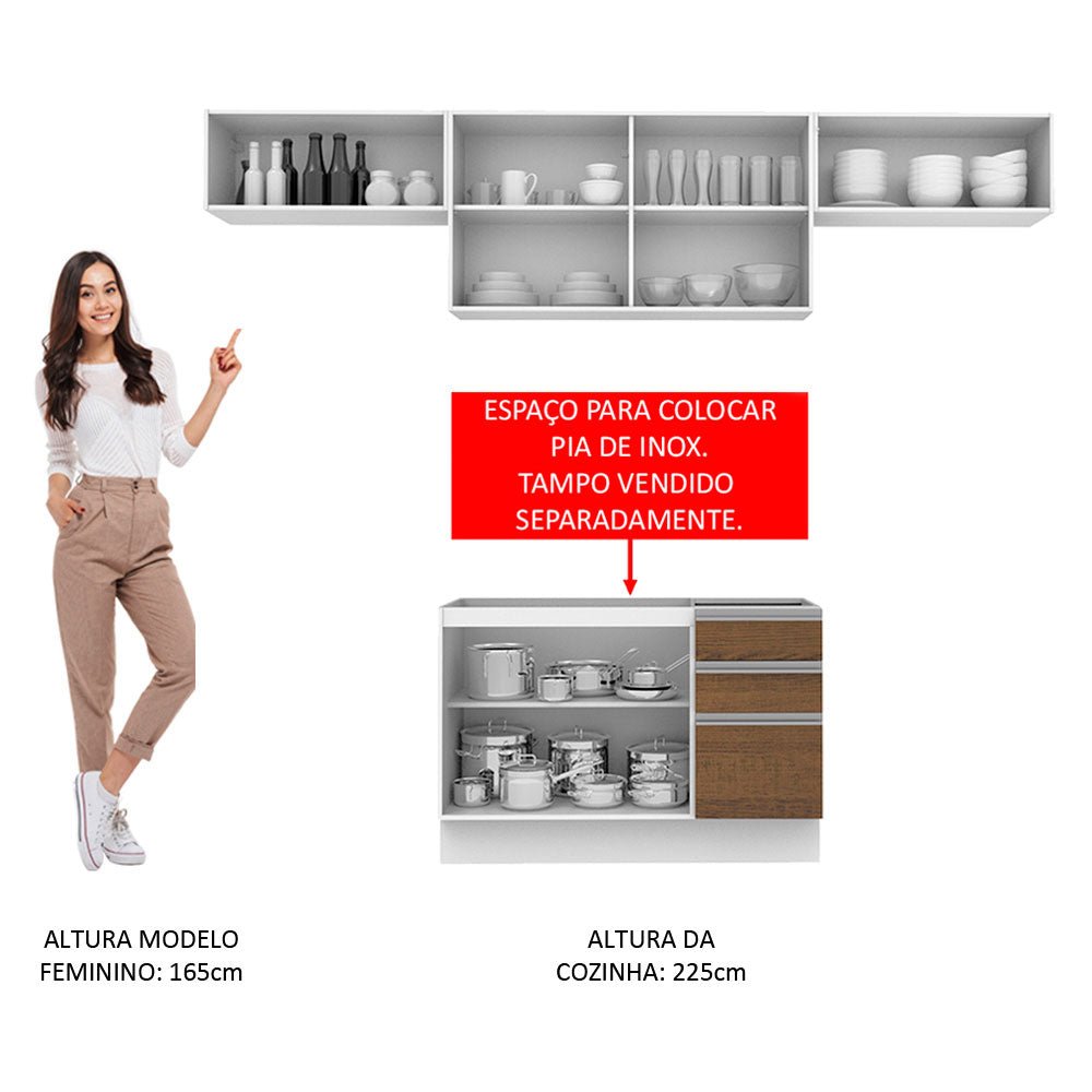 Cocina Integral Marina Marron 280x225cm sin Mesón y sin Estufa - COCINAS | Bylmo