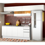 Cocina Integral Mariana Blanco 280x225cm sin Mesón con Tres Cajones y sin Estufa - COCINAS | Bylmo