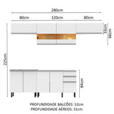 Cocina Integral Mariana Blanco 280x225cm sin Mesón y sin Estufa - COCINAS | Bylmo