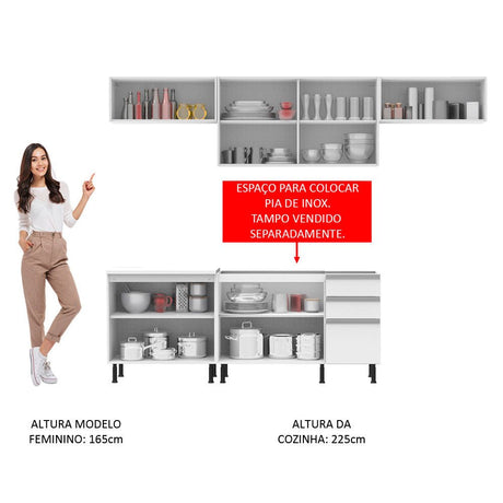 Cocina Integral Mariana Blanco 280x225cm sin Mesón y sin Estufa - COCINAS | Bylmo