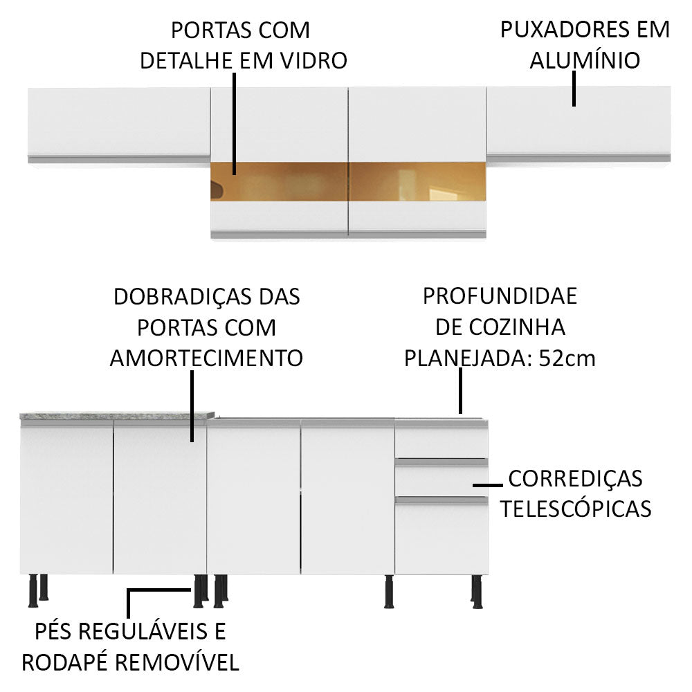 Cocina Integral Mariana Blanco 280x225cm sin Mesón y sin Estufa - COCINAS | Bylmo