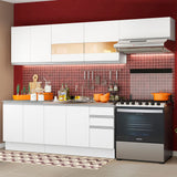 Cocina Integral Marcela Blanco 280x225cm sin Mesón con Tres Cajones y sin Estufa - COCINAS | Bylmo