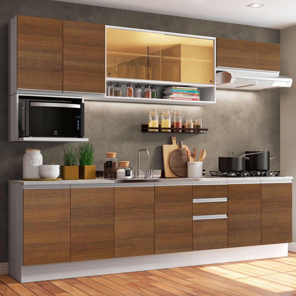 Cocina Integral Genova Marron 280x225cm sin Mesón y sin Estufa - COCINAS | Bylmo