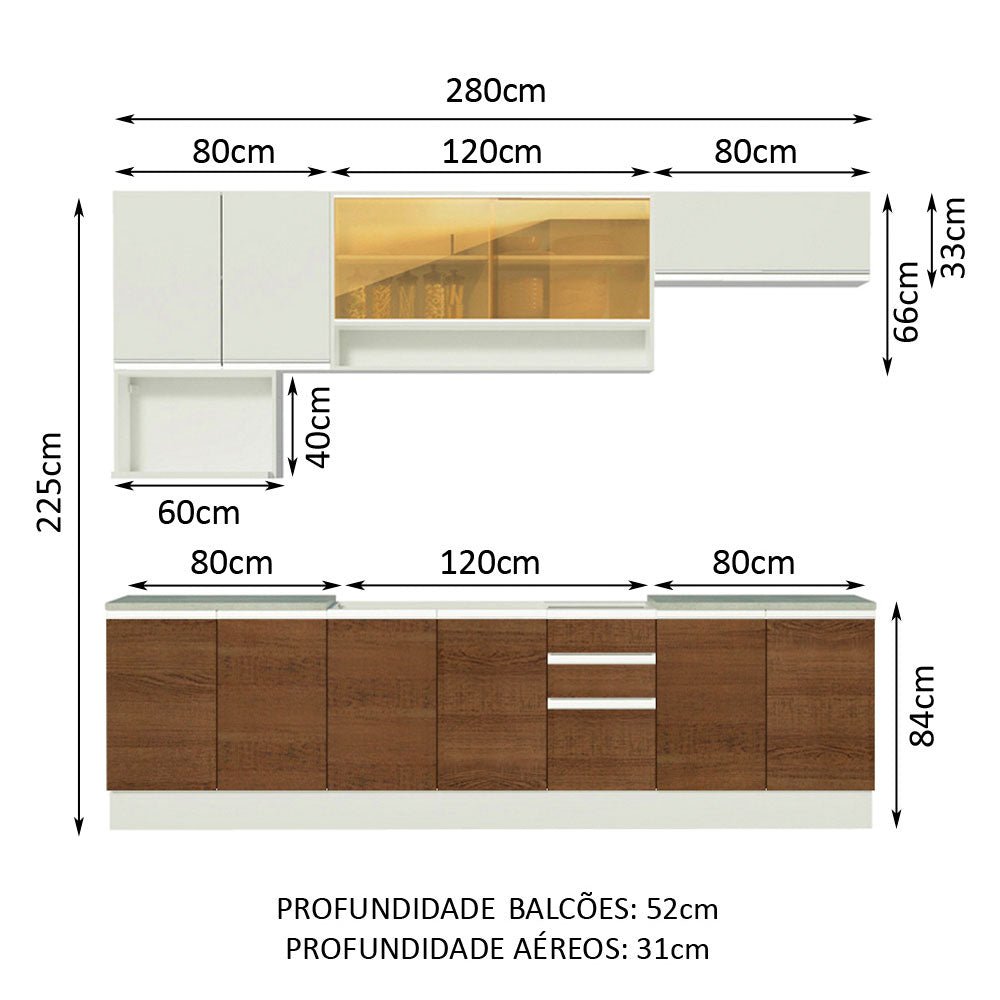 Cocina Integral Genova Blanco 280x225cm sin Mesón y sin Estufa - COCINAS | Bylmo