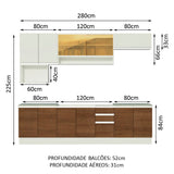 Cocina Integral Genova Blanco 280x225cm sin Mesón y sin Estufa - COCINAS | Bylmo