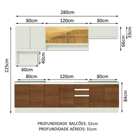 Cocina Integral Genova Blanco 280x225cm sin Mesón y sin Estufa - COCINAS | Bylmo