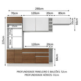 Cocina Integral Safira Blanco 290x225cm sin Mesón y sin Estufa - COCINAS | Bylmo