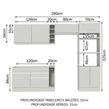 Cocina Integral Cristal Blanco 290x225cm sin Mesón con Dos Cajones y sin Estufa - COCINAS | Bylmo