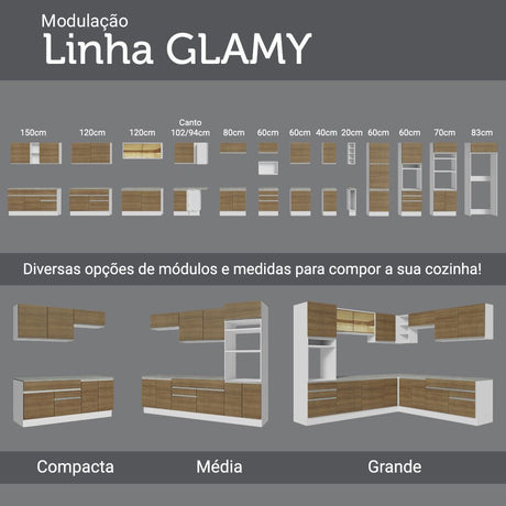 Cocina Integral Cristal Marron 290x225cm sin Mesón y sin Estufa - COCINAS | Bylmo