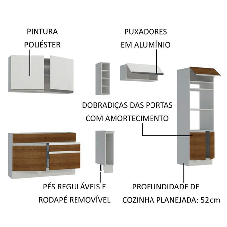 Cocina Integral Cristal Blanco 290x225cm sin Mesón y sin Estufa - COCINAS | Bylmo