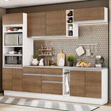 Cocina Integral Vicenza Marron 290x225cm sin Mesón con Botellero y sin Estufa - COCINAS | Bylmo