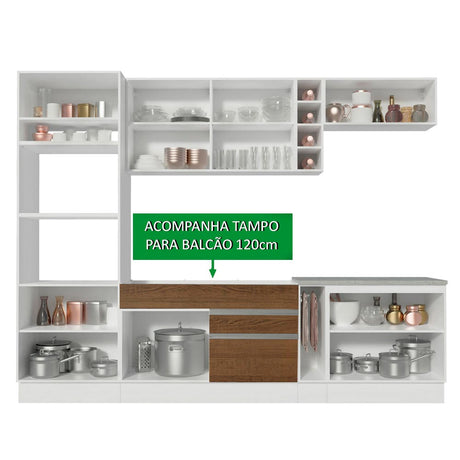 Cocina Integral Vicenza Marron 290x225cm sin Mesón con Botellero y sin Estufa - COCINAS | Bylmo