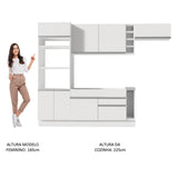 Cocina Integral Safira Blanco 290x225cm con Mesón de Madera Dos Cajones y sin Estufa - COCINAS | Bylmo