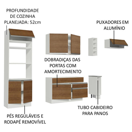 Cocina Integral Safira Marron 290x225cm con Mesón de Madera y sin Estufa - COCINAS | Bylmo