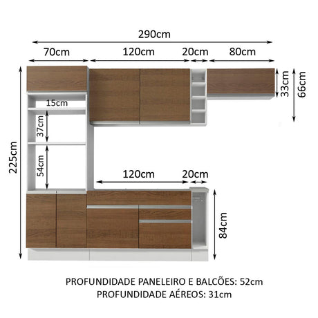 Cocina Integral Safira Marron 290x225cm con Mesón de Madera y sin Estufa - COCINAS | Bylmo