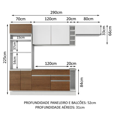 Cocina Integral Safira Blanco 290x225cm con Mesón de Madera y sin Estufa - COCINAS | Bylmo