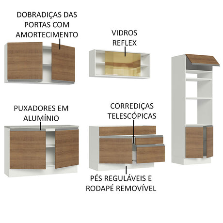 Cocina Integral Glamy Marron 310x225cm sin Mesón con Dos Cajones y sin Estufa - COCINAS | Bylmo