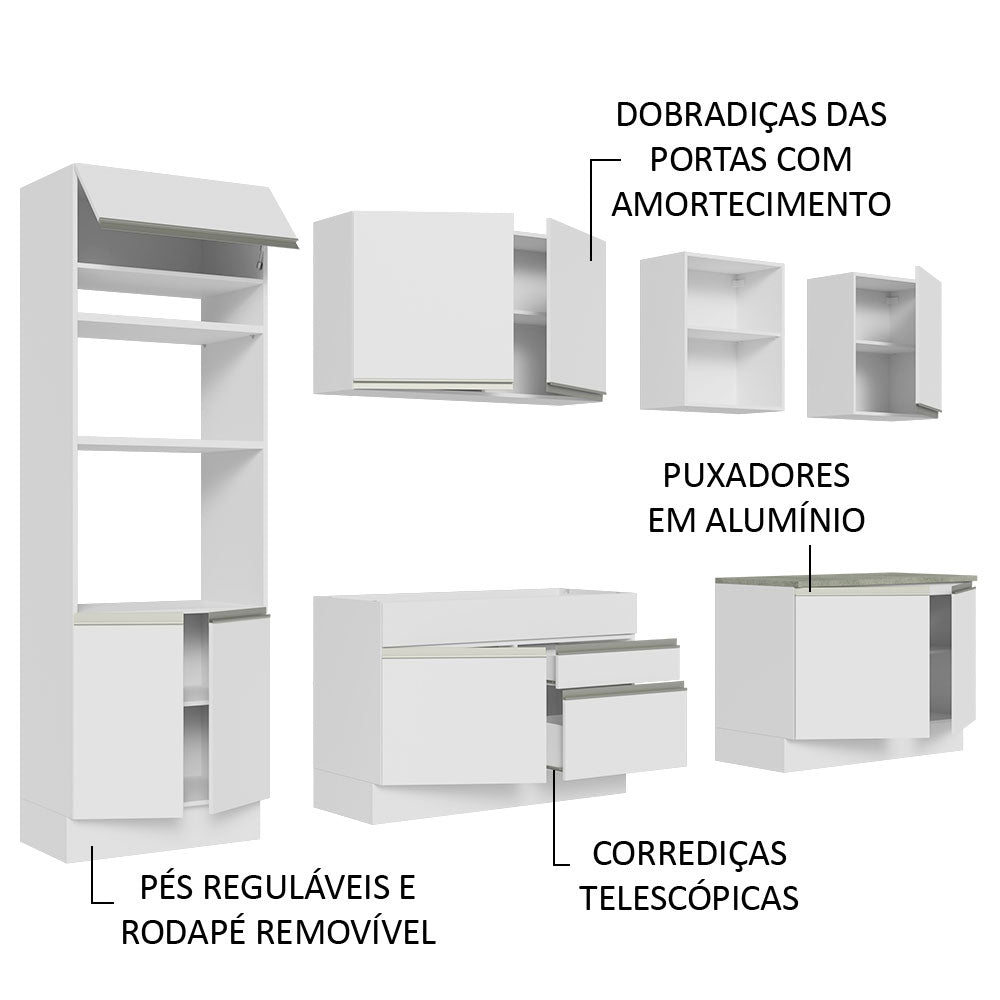 Cocina Integral Glamy Blanco 310x225cm sin Mesón y sin Estufa - COCINAS | Bylmo