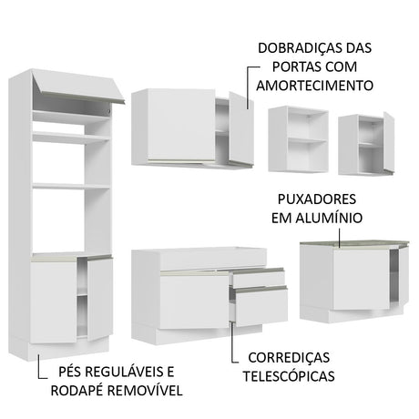 Cocina Integral Glamy Blanco 310x225cm sin Mesón y sin Estufa - COCINAS | Bylmo
